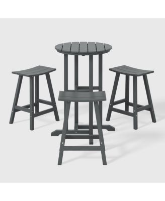 Outdoor Patio Counter Height Bar Stools Bistro Bar Table 4-Piece Set