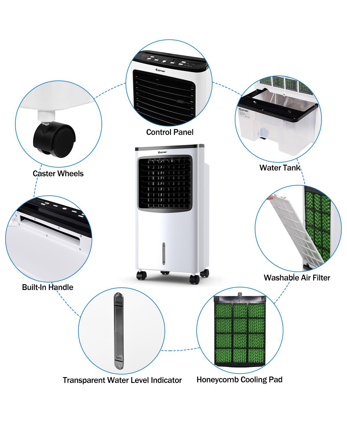 Costway Portable Cooler Fan Filter Humidify Anion