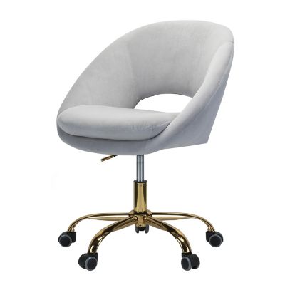 Modern Velvet Office Chair with Adjustable Swivel for Study Vanity