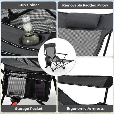 Folding Camping Chair with Detachable Footrest