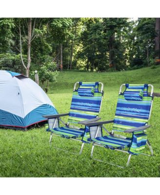 4-Pack Folding Backpack Beach Chair 5-Position Outdoor Reclining Chairs