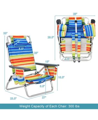 4-Pack Folding Backpack Beach Chair 5-Position Outdoor Reclining Chairs