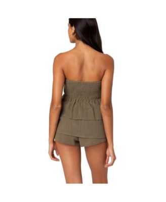 Women's Harleigh Ruffled Linen Look Tube Top