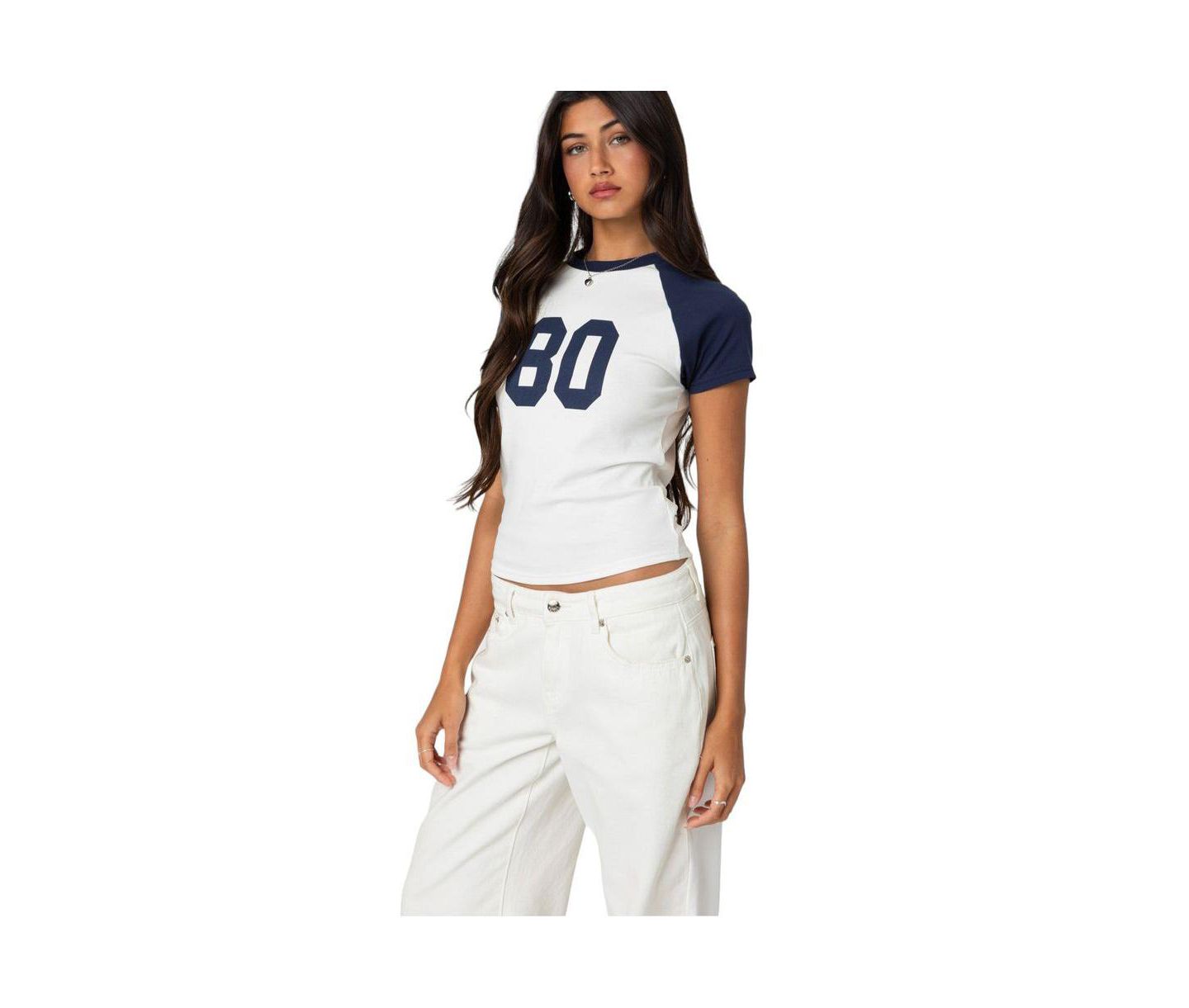 Женская футболка Edikted 80'S Raglan, цвет: Белый — фото 5