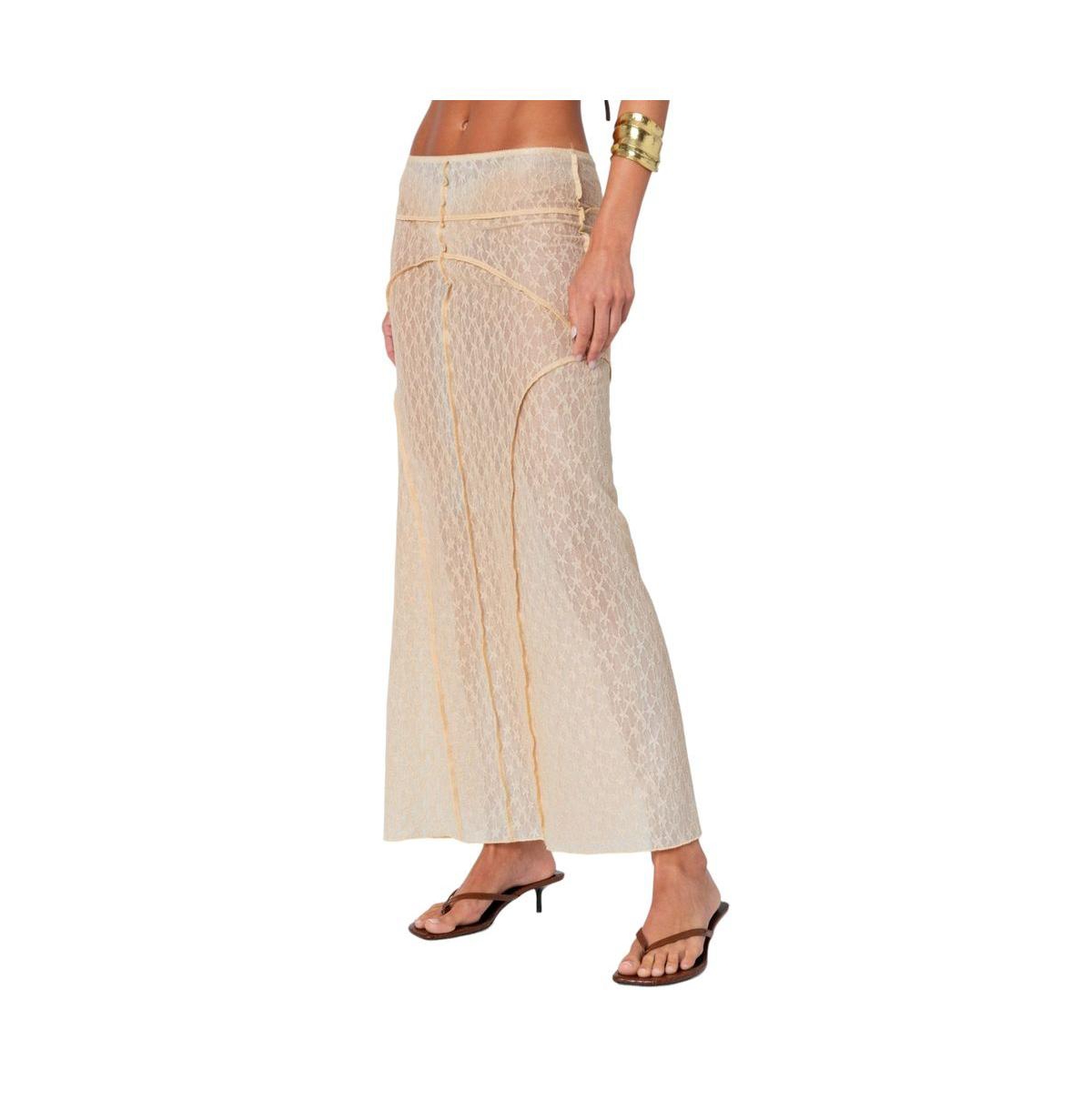 Edikted Women's Inside Out Sheer Lace Maxi Skirt