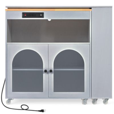 Streamdale Portable Kitchen Island with LED Lights & Storage