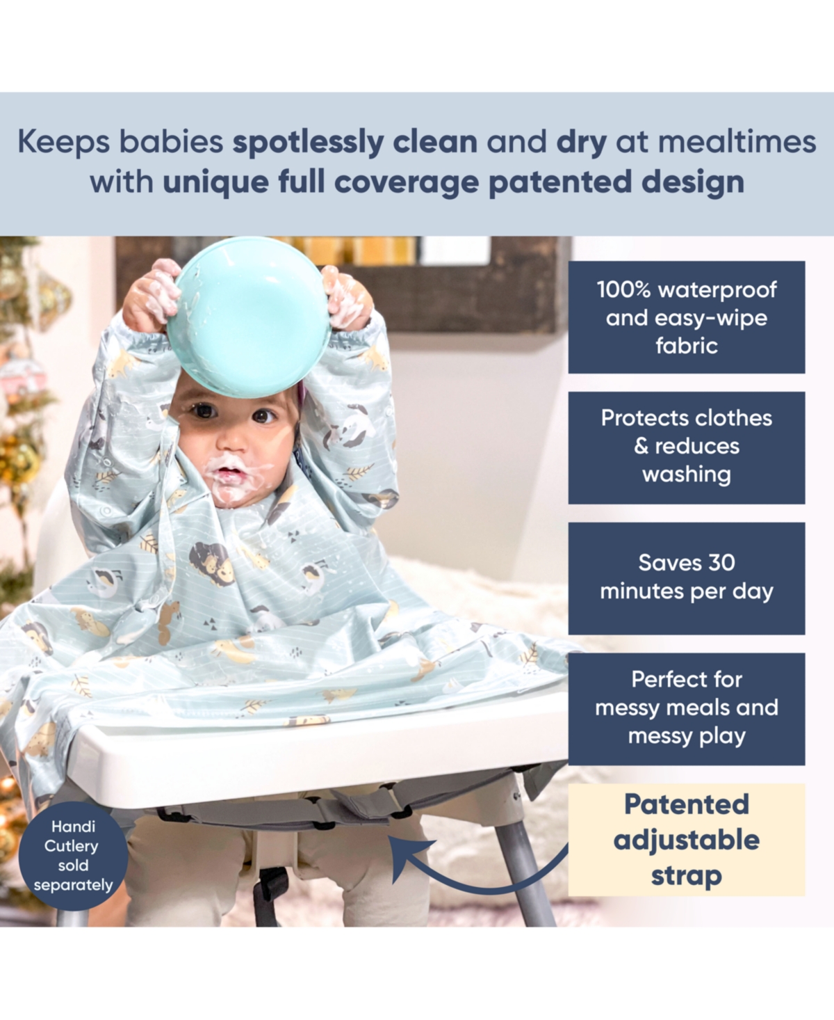 Bibado Long Sleeve Feeding Bibs ages 6-36 Stain Free Clothing 100% Waterproof & Easy-Wipe Material