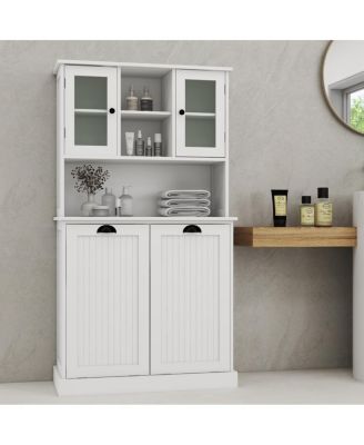 Tilt-Out Laundry Basket Cabinet with Shelves