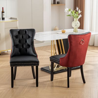  Nikki Black/Red Dining Chairs (Set of 2
