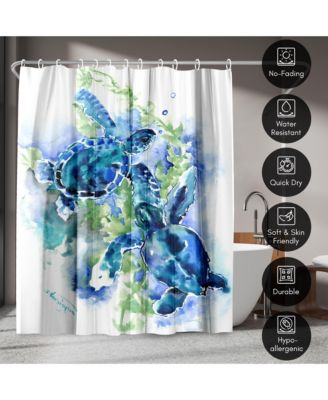  Sea Turtles by Suren Nersisyan Coastal Shower Curtain, 71x74
