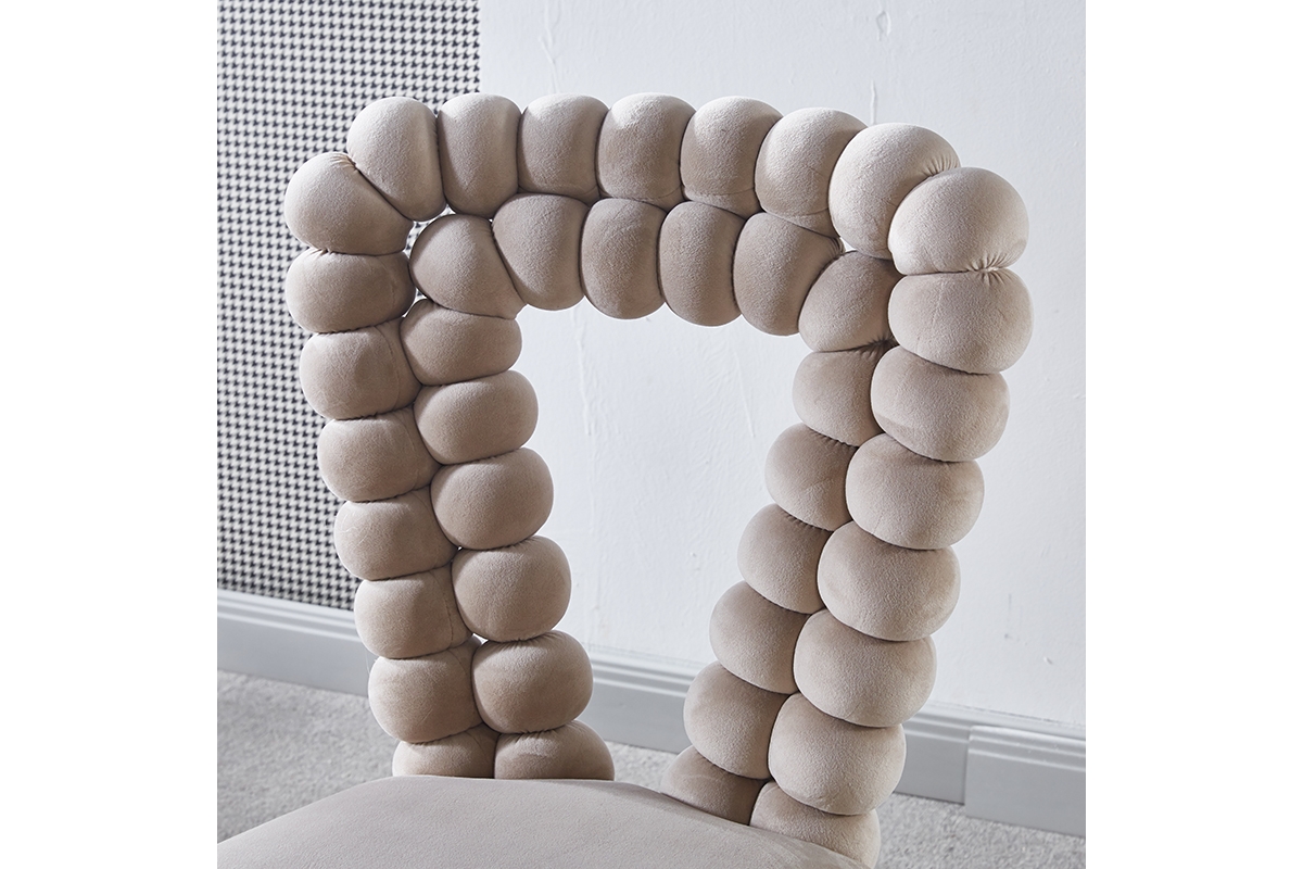 Streamdale Furniture Chair set with iron legs, cushion, and backrest, for dining, living, cafe - White+gold