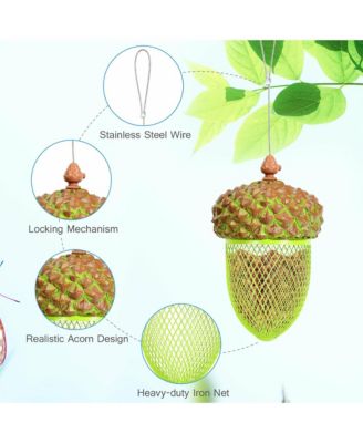 Metal Acorn Wild Bird Feeder Outdoor Hanging Food Dispenser for Garden Yard
