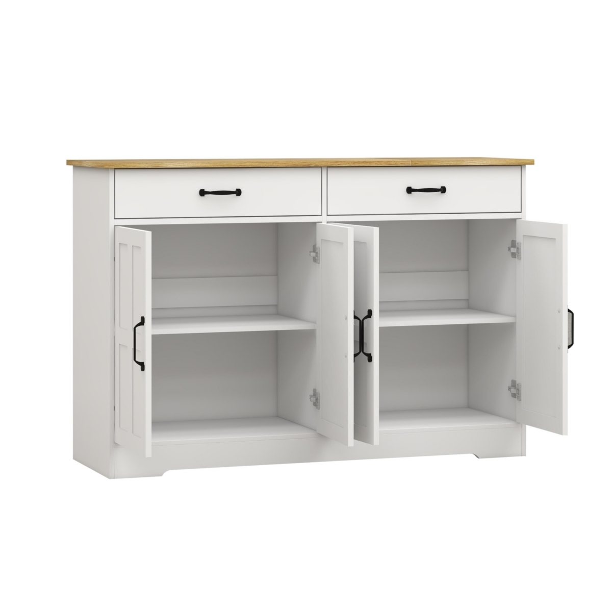 Streamdale Furniture Farmhouse Buffet Cabinet with Drawers and Doors - White