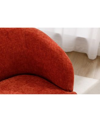 Chenille Swivel Barrel Chair with Metal Ring