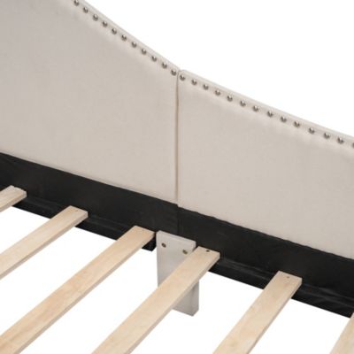 Full Size Upholstered Daybed With Headboard And Armrest, Support Legs