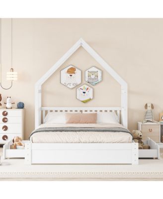 Streamdale Queen Platform Bed with Drawers and Guardrail