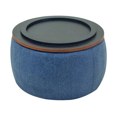 Round Storage Ottoman, 2 In 1 Function, Work As End Table And Ottoman