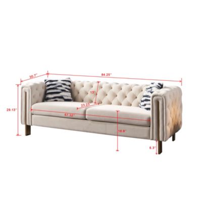 Modern Velvet Sofa Cream