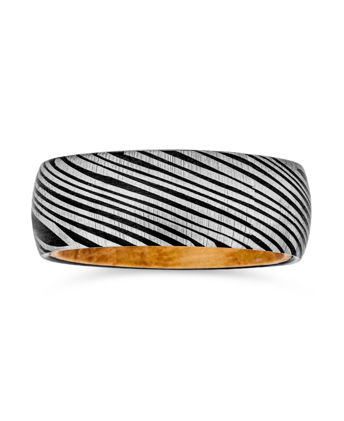 Bling Jewelry Laser Etched Wood Grain Matte Finish Black Band with Oliver Wood Sleeve Liner Titanium Band Rings For Men Comfort Fit 8MM