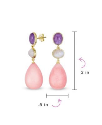 Unique Geometric Daning Teardrop Ball Teardrop Multi Shape Oval 3 Multi-Tier Party Dangling Earrings in Gold Plated