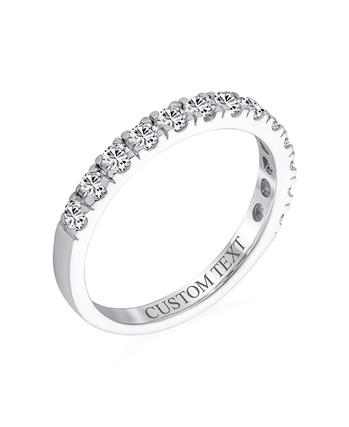 Bling Jewelry Cubic Zirconia Tiny Round Cz Half Eternity Ring Thin Band For Women .925 Sterling Silver 1MM Stackable Rings