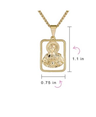Religious Metal Portrait Medallion Face of Jesus Christ Head Necklace Pendant Yellow Gold Plated