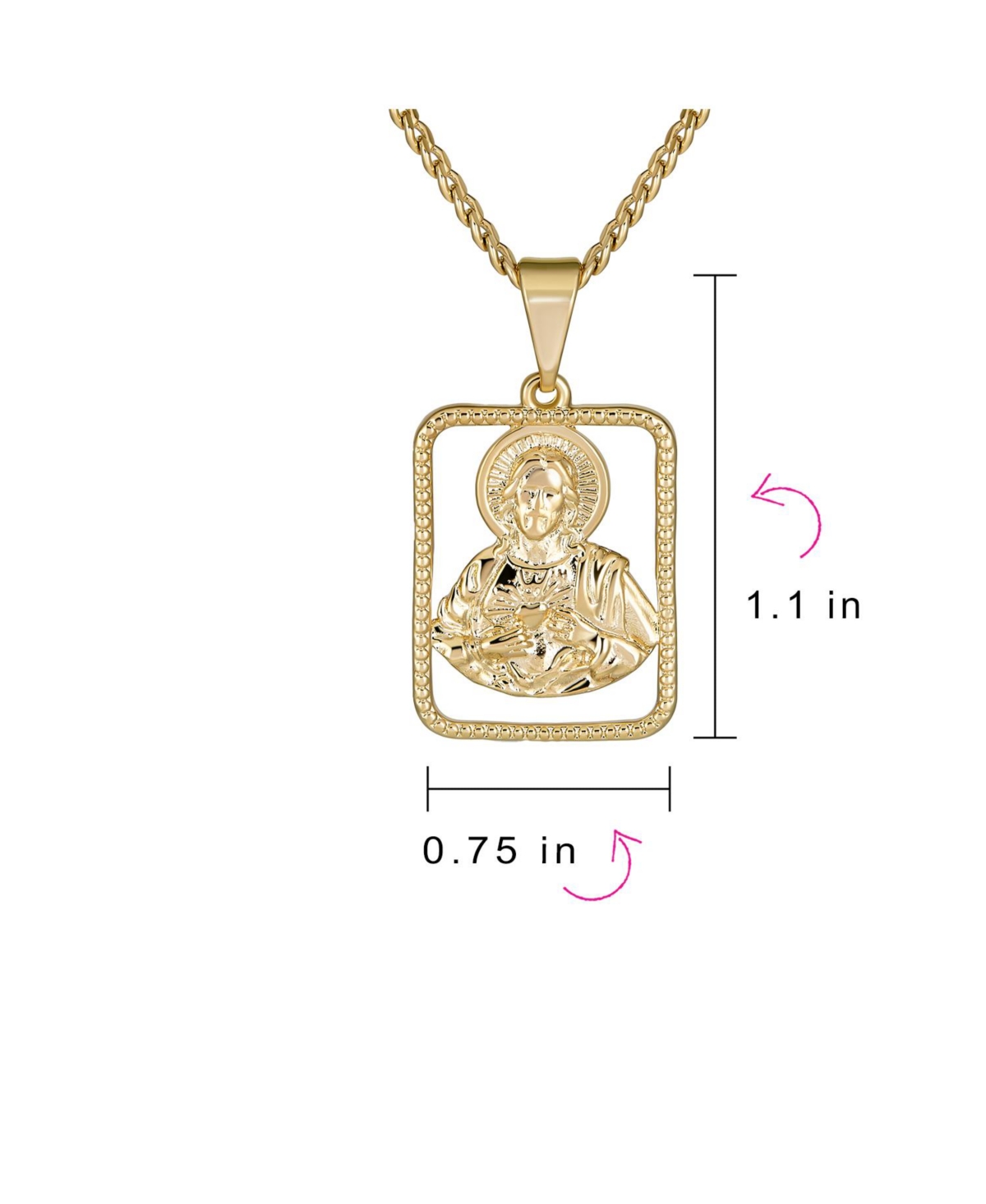 Bling Jewelry Religious Metal Portrait Medallion Face of Jesus Christ Head Necklace PendantGold Plated - Yellow