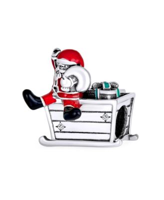 Colorful Christmas Tree Set Of 3 Snowman Red Hat Santa Claus Sled Charm Bead For Women Enamel Sterling Silver Fits European Bracelet