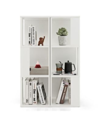 3-Tier 6 Cube White Freestanding Bookcase with Anti-toppling Device