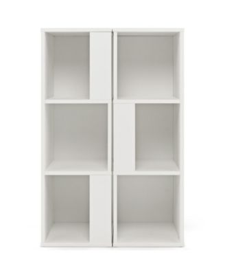 3-Tier 6 Cube White Freestanding Bookcase with Anti-toppling Device