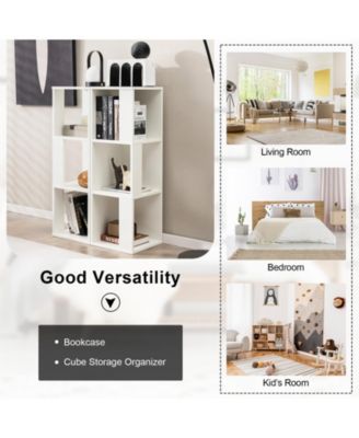 3-Tier 6 Cube White Freestanding Bookcase with Anti-toppling Device