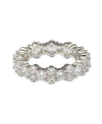 Suzy Levian Sterling Silver Cubic Zirconia Round Cut Cluster Eternity Band