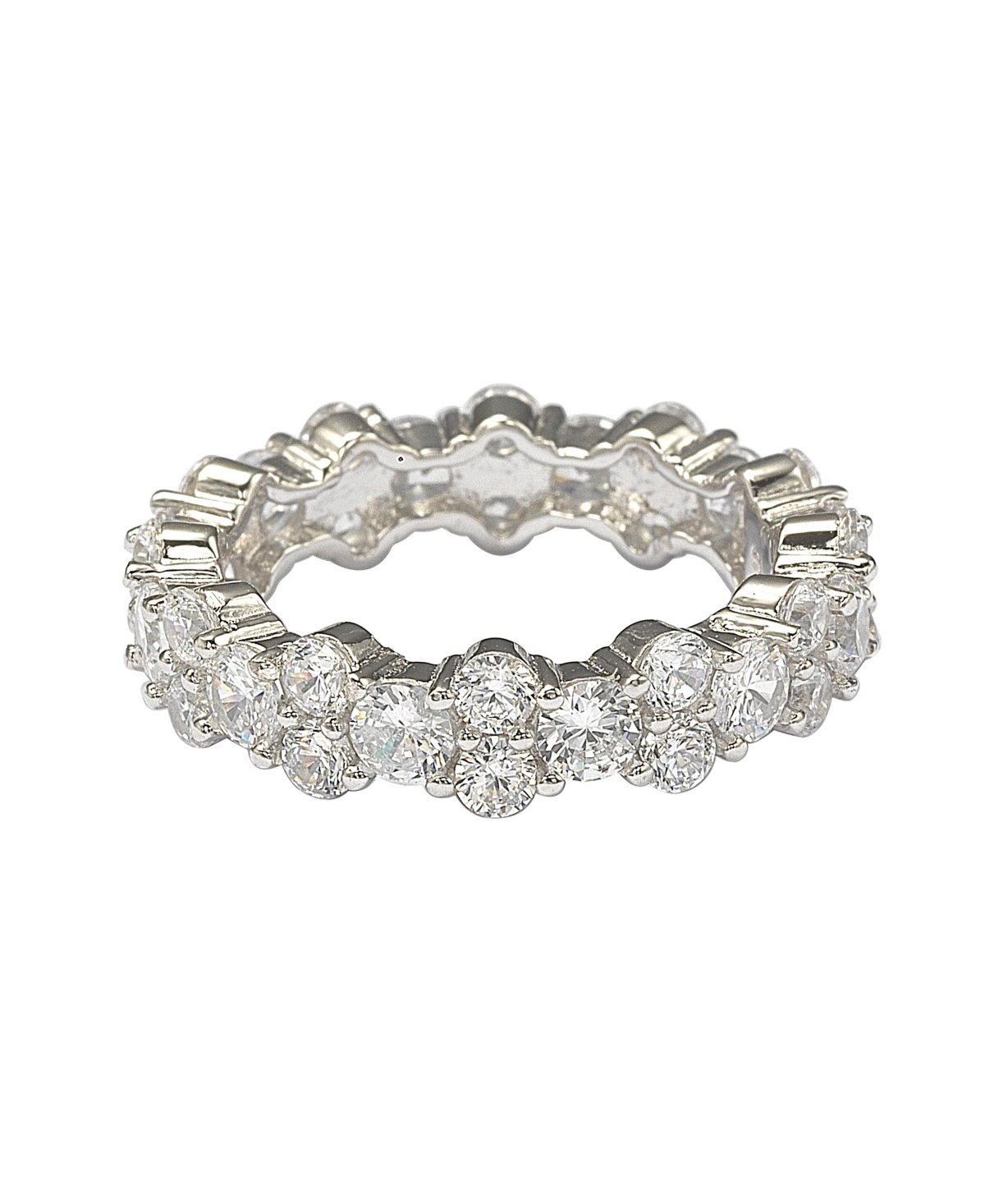 Suzy Levian New York Suzy Levian Sterling Silver Cubic Zirconia Round Cut Cluster Eternity Band