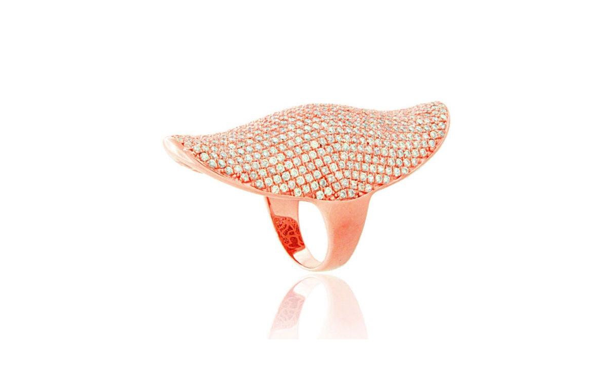 Suzy Levian Sterling Silver Cubic Zirconia Full Finger Knuckle Ring - Rose