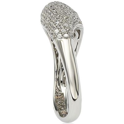 Sterling Silver Cubic Zirconia Pave Curved Puff Ring