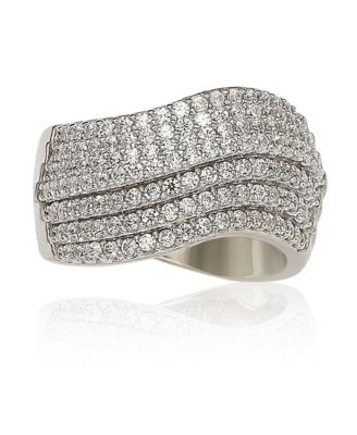  Sterling Silver Cubic Zirconia Pave Edgy Ring
