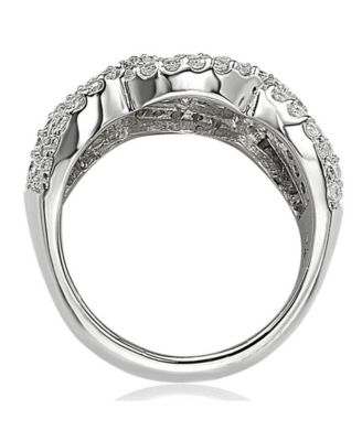 Suzy Levian Sterling Silver Cubic Zirconia Pave Swirl Ring