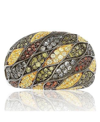 Suzy Levian Sterling Silver Cubic Zirconia Multi-Color Pave Dome Ring