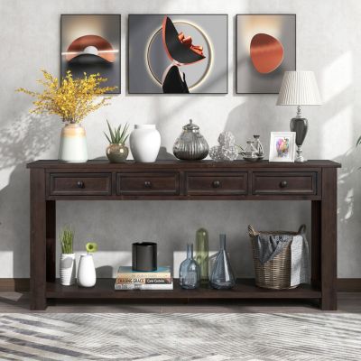 Console Table with Storage and Shelf