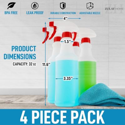 Leakproof Cleaning Spray Bottle Set (4 Pack 32oz)