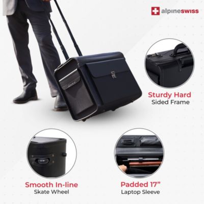 19 Wheeled Briefcase Rolling Case Sales Sample Pilot Lawyer Attache