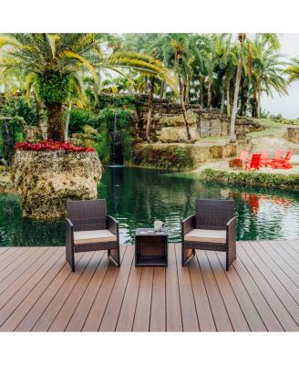 3 Piece Patio Furniture Wicker Conversation Set