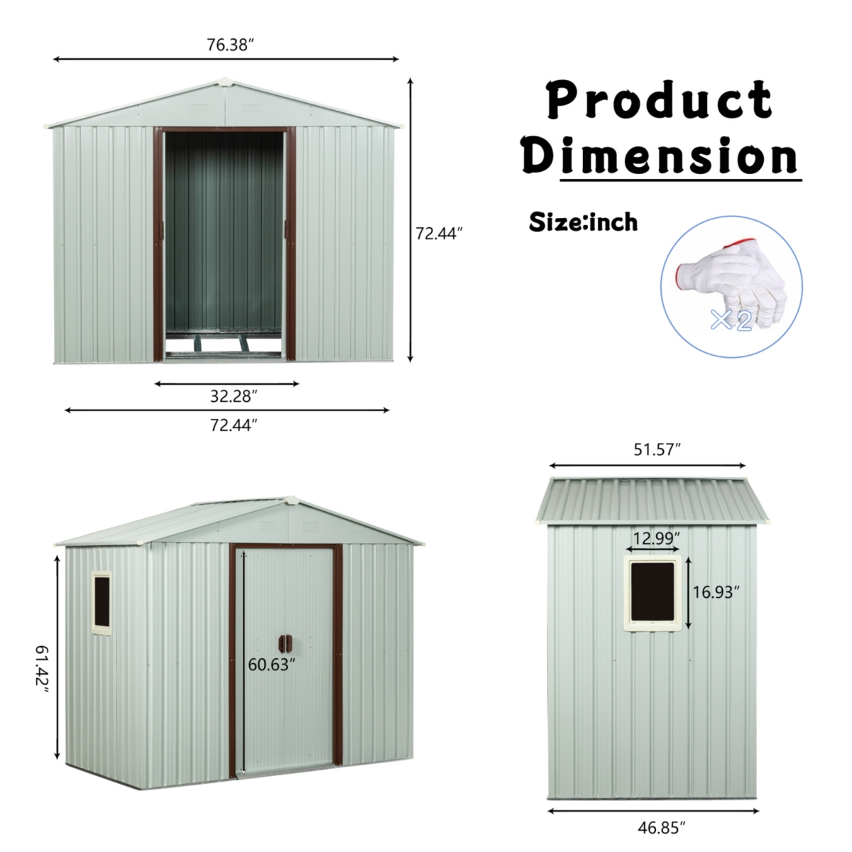6FT X 5FT Outdoor Metal Storage Shed With Window White