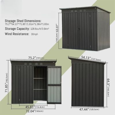 Streamdale Outdoor Metal Storage Shed with Sloping Roof and Lockable Door