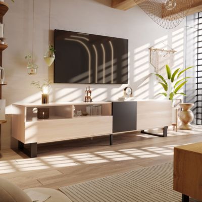 Streamdale 80" TV Stand with Double Storage & Drop Down Door