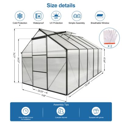 Durable 6x10 Ft Polycarbonate Greenhouse
