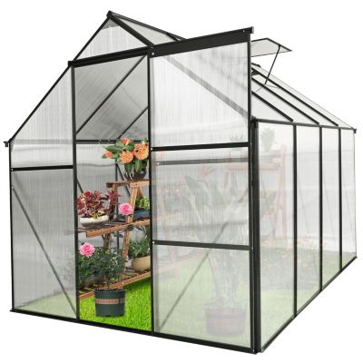 Durable 6x8 FT Polycarbonate Greenhouse with Raised Base