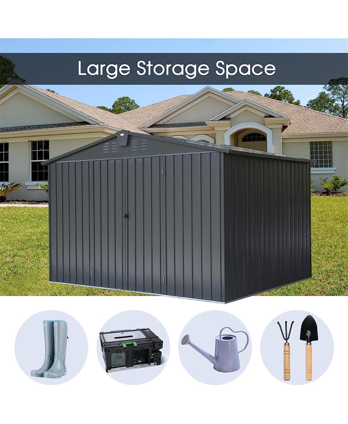 Metal Outdoor Storage Shed: 10'x8' With Lockable Door