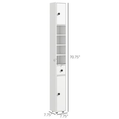 71" Tall White Storage Cabinet with Adjustable Shelves