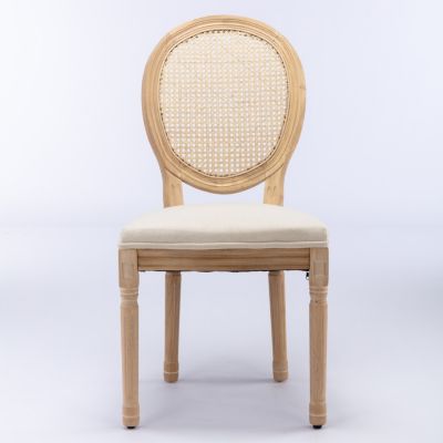 Antique Rattan Back Dining Chairs, Set of 2